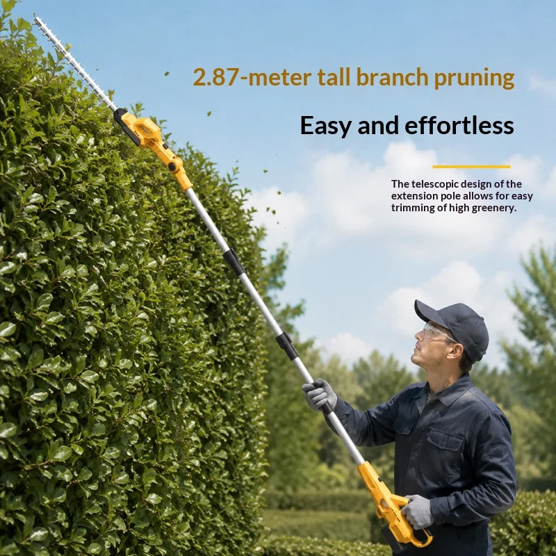 New Lithium Battery Brushless Hedge Trimmer Detachable Greening Pruning Garden Tools Special High Pole Electric Saw For Logging