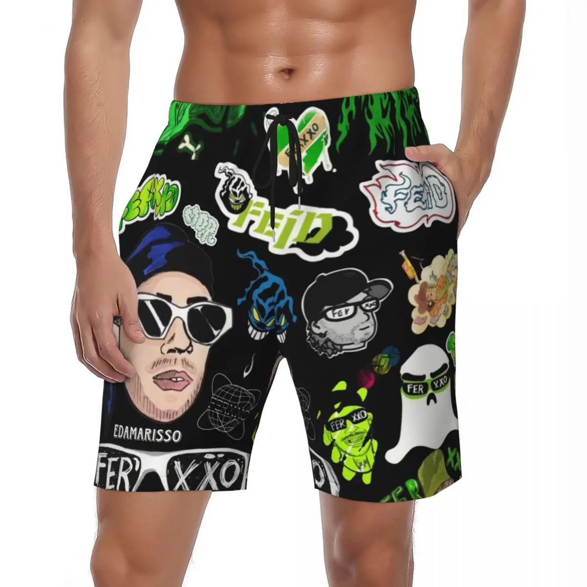 

F-Feid Ferxxos Спортивные шорты Летние колумбийские музыкальные певицы Y2K Забавные шорты для доски Мужские спортивные быстросохнущие пляжные плавки для фитнеса
