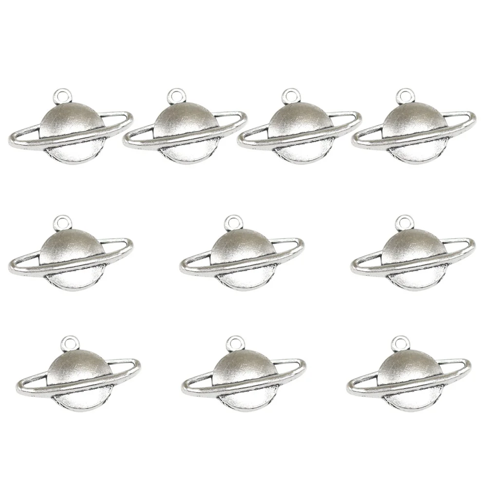 10 قطع خمر سحر قلادة سبيكة diy صنع المجوهرات العرض ل قلادة سوار المفاتيح الحرفية كوكب سحر