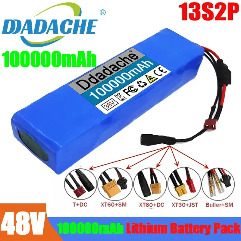 

13S2P 36V 100000mAh 100Ah Lithium-ion Battery Pack with 250W 350W 500W 750W 1000W BMS and A Complimentary 54.6V Charger