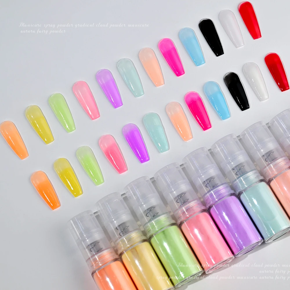 10g/bottle Nail Art Ombre Spray Powder Pearl Gradient Nail Pigment 12colors Blush Ombre Neon Nail Spray Powder Nail Supplies #FA