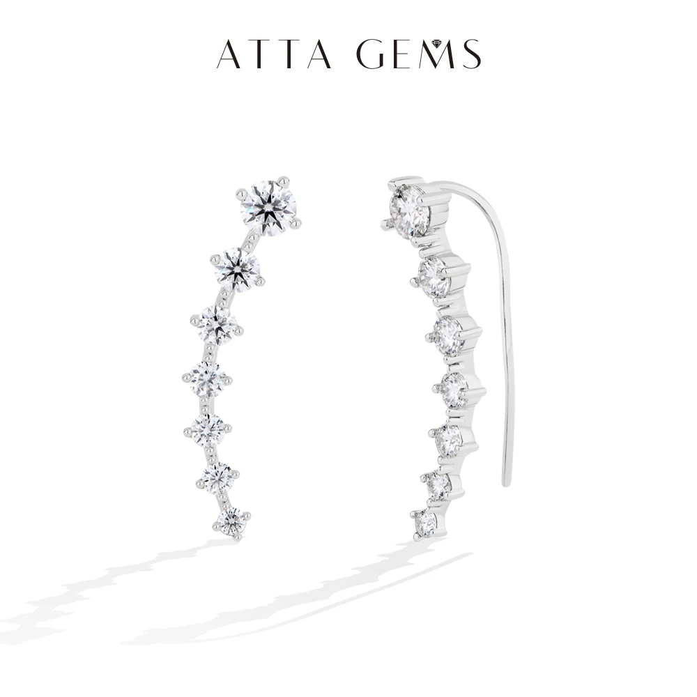 

Серьги-кольца ATTAGEMS из стерлингового серебра 925 пробы с муассанитом VVS1, градиентные, в форме созвездия Большой Полярной звезды, для женщин, ювелирные изделия для помолвки