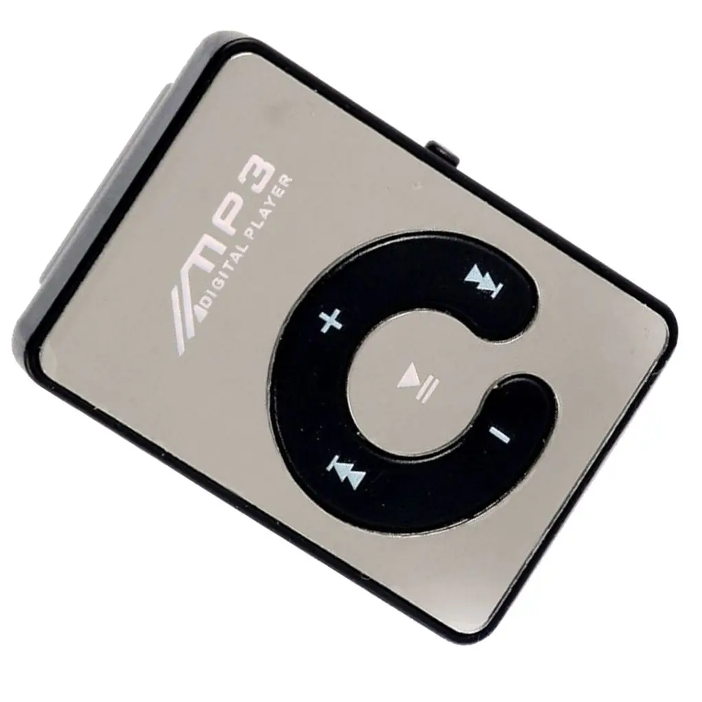 مشغل MP3 صغير بسطح عاكس ، يدعم TF ، جهاز تشغيل موسيقى محمول ، بطارية مدمجة ، معدات صوت سوداء