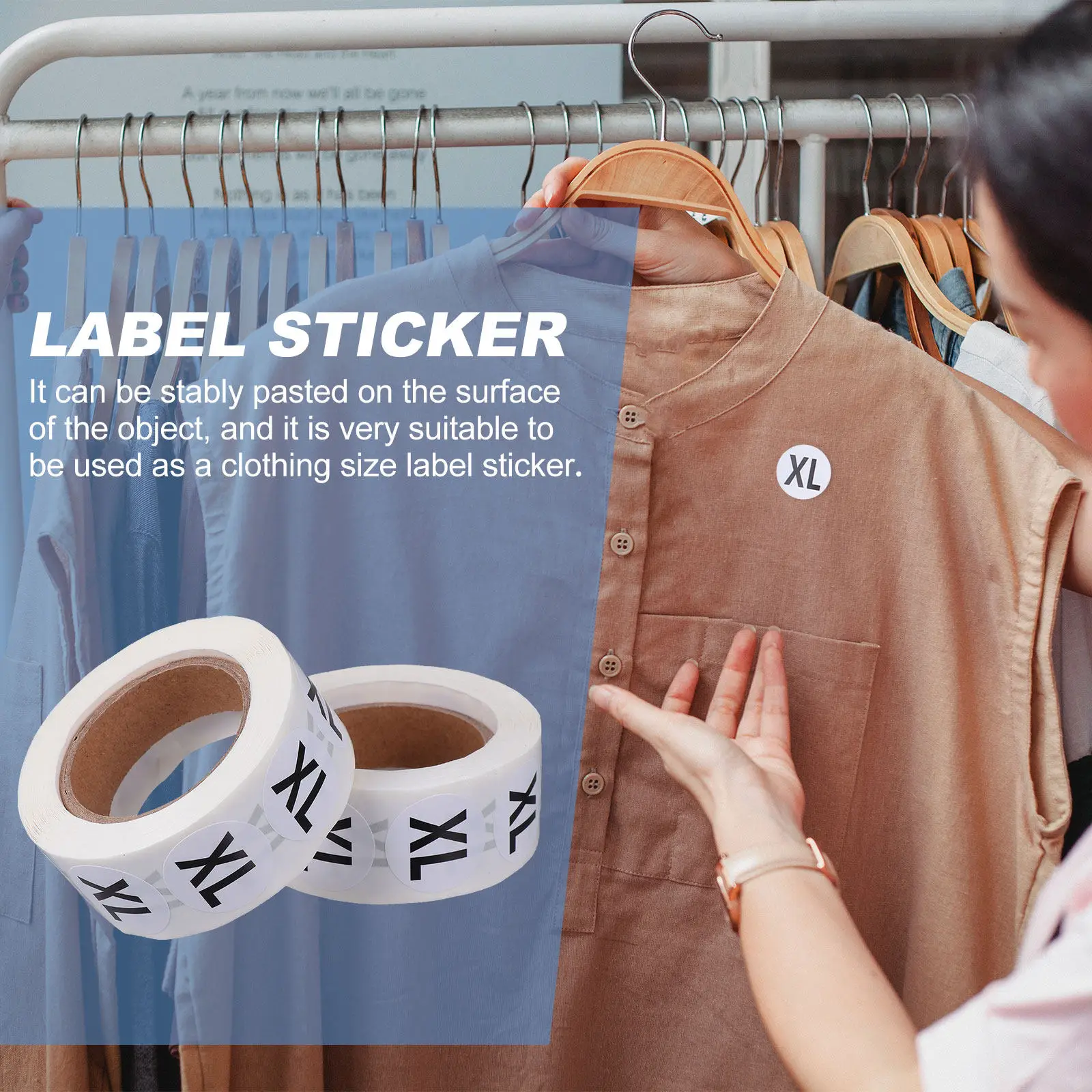 

2 Roll Round Size Sticker Label Clothing Multi-Functional Premium Size Sticker for Sweaters T-Shirts Hats Coats Gloves Trousers