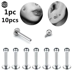 1/10pcs Titanium Ball Labret Piercing 3mm Base Internally Threaded Cartilage Stud Earring Tragus Body Jewelry 14G 16G 18G