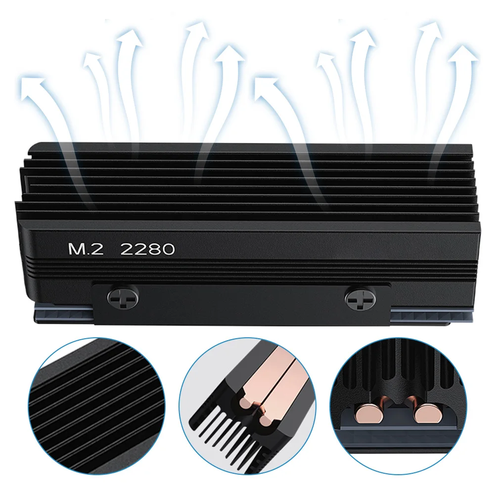 

2 Copper Heat Pipes Cooler with Thermal Silicone Pad Solid State Drive Radiator SSD Radiator for M.2 NVMe 2280 SSD