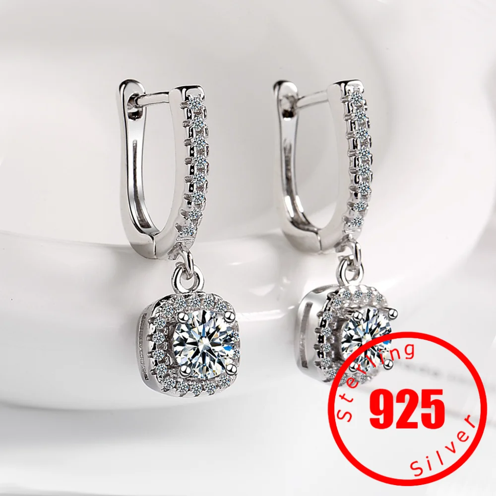 2024 Nieuwe Trendy Vierkante Vorm Oorbellen Briljante Bruids Verloving Bruiloft Sieraden Elegante Vrouwelijke Dangle Earring Fijn Cadeau