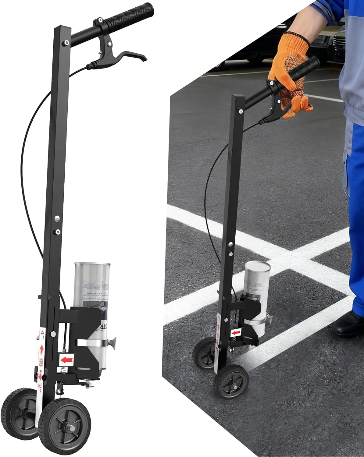 Two-Wheel Striping Paint Sprayer with T-Tip Nozzle for Ground Lines, Sports Fields, Parking Lots