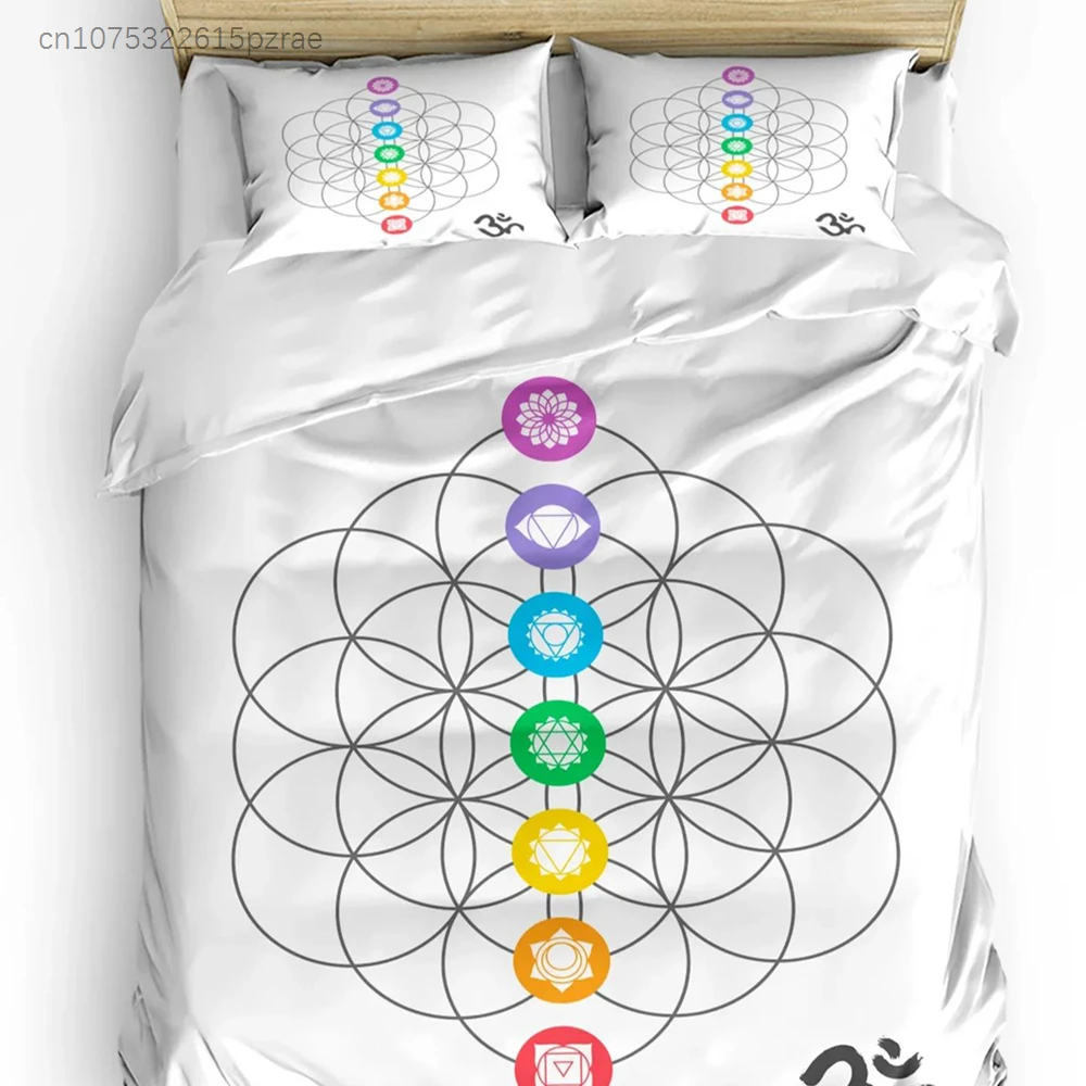 Chakra Color Geometry Yoga Duvet Cover Bed Bedding Set Double Home Textile Quilt Cover Pillowcases Bedroom Bedding Set No Sheet
