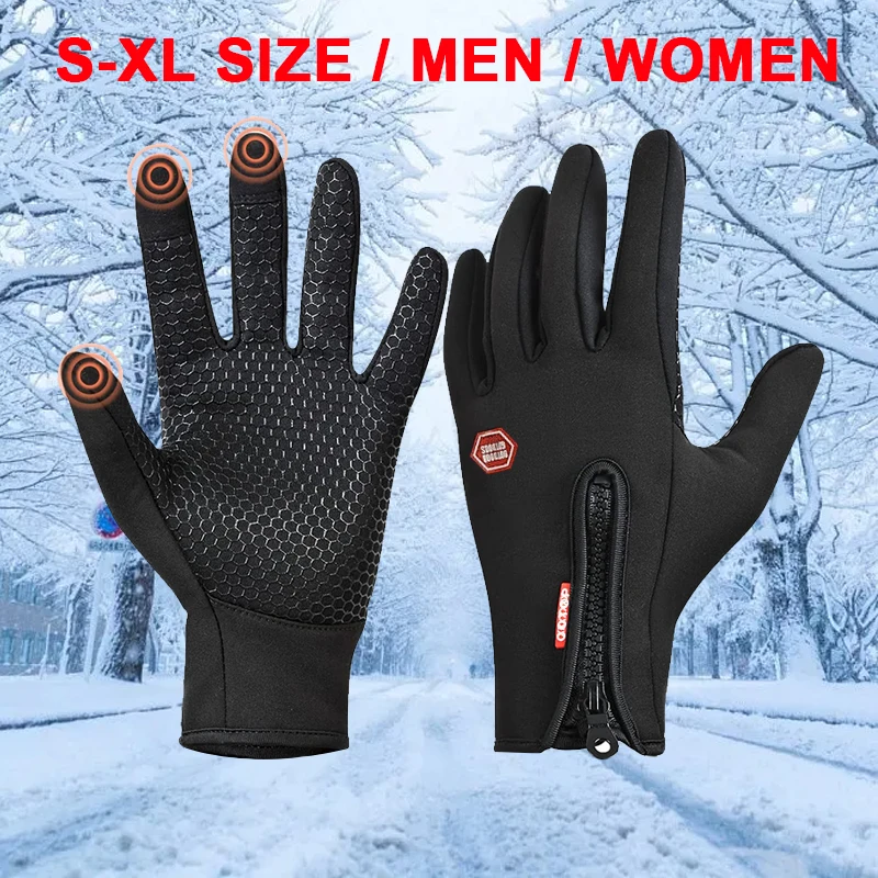 Men Women Winter Gloves Touch Screen Cold Weather Waterproof Windproof Motorcycle Mittens Outdoor Sports Warm Thermal Fleece Ski