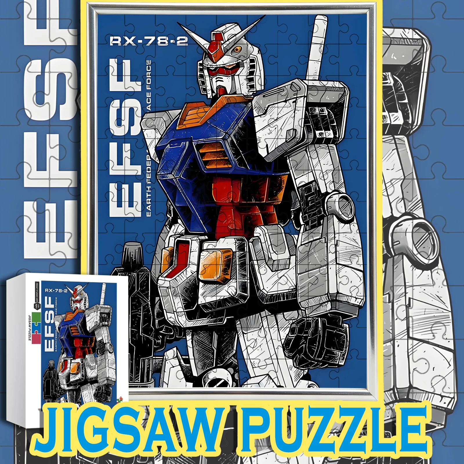 

Wooden RX-78-2 Gundam Puzzle 108-1000pcs, Color Box - EFSF Earth Federation Force Art