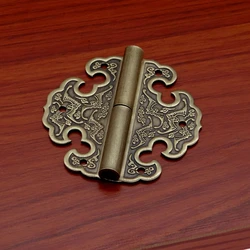 1Pc Brass Hinge Wooden Jewelry Box Cabinet Cupboard Door Embossed Decorative Hinge Chinese Furniture Hardware