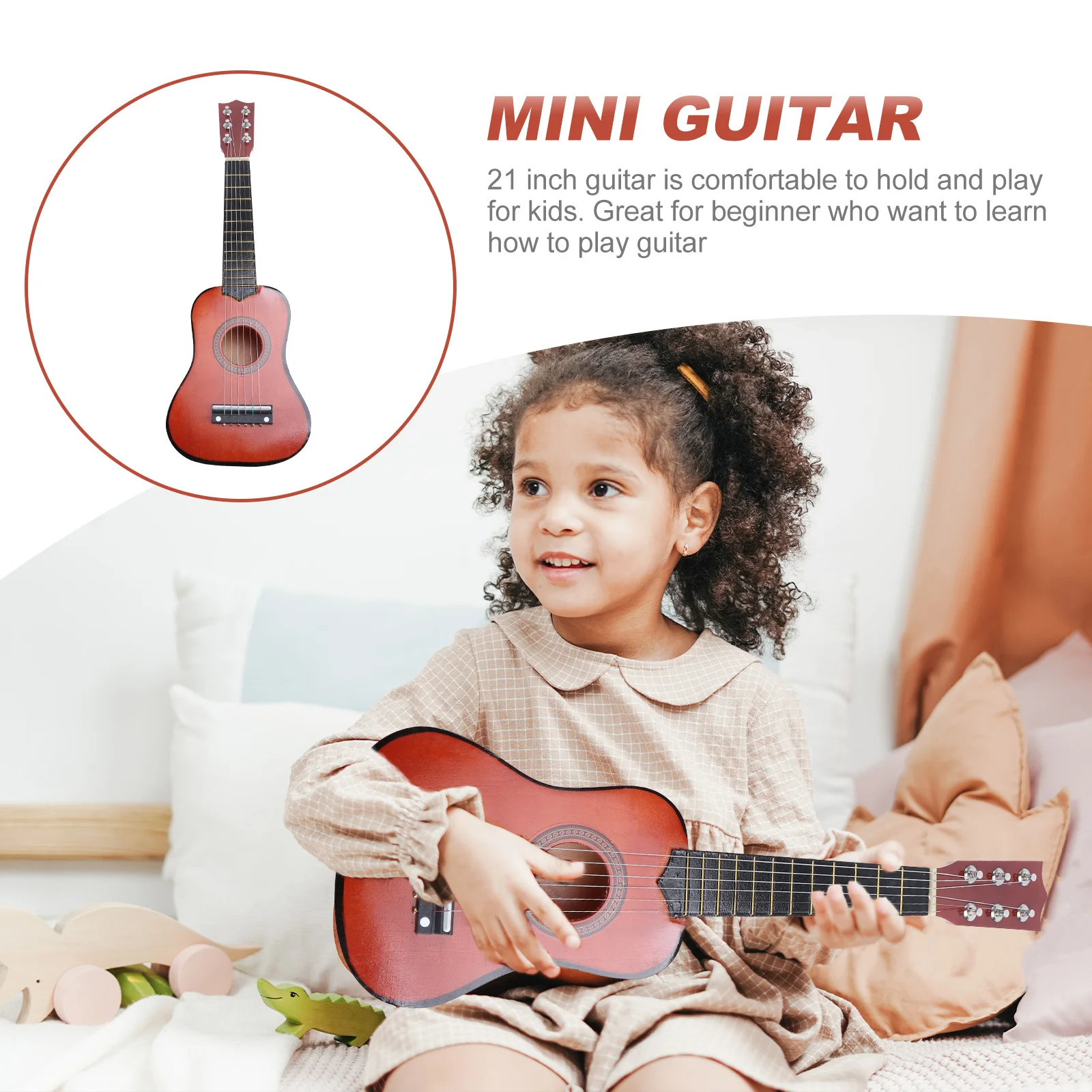 

21inch Folk Acoustic Guitar Mini Wooden Musical Instrument for Beginner Children Kids Learning Gift Folk Guitar