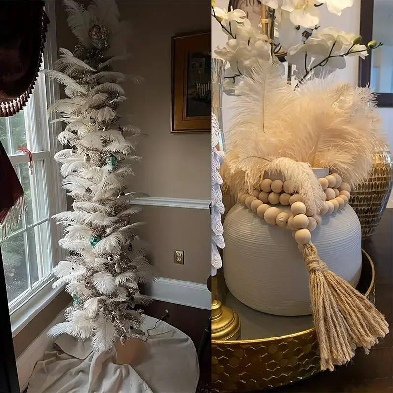 10pcs Wholesale White Ostrich Feathers 15-40cm DIY Christmas Party Wedding Table Centerpiece Decorations Pluma Crafts