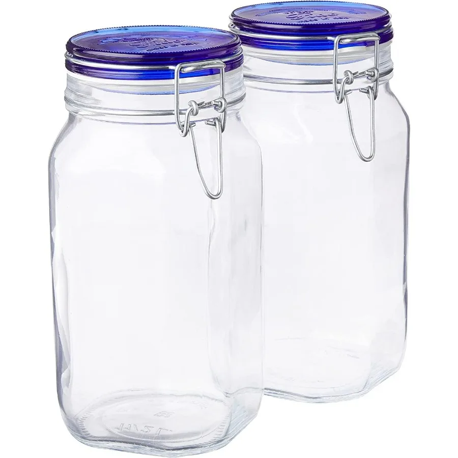 

Fido Collection 2 Pack 50.75 Oz. Food Storage Glass Jars with Airtight Rubber Seal and Glass Lid Stainless Wire Clamp for Kitch