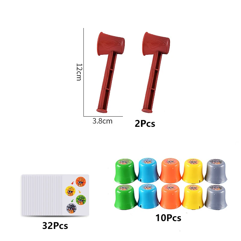 Kids Montessori Educational Toy Hammering Gopher Battle Table Color Cognition Party Game with Card Logic Thinking Training Toys