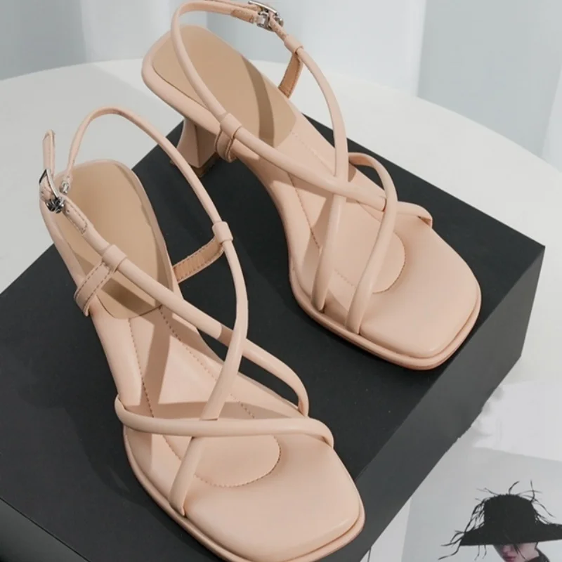 *Fashionable and Hot Selling Sexy Banquet High-heeled Sandals for Women Summer New Square Comfortable and Elegant Casual Sandals view 5