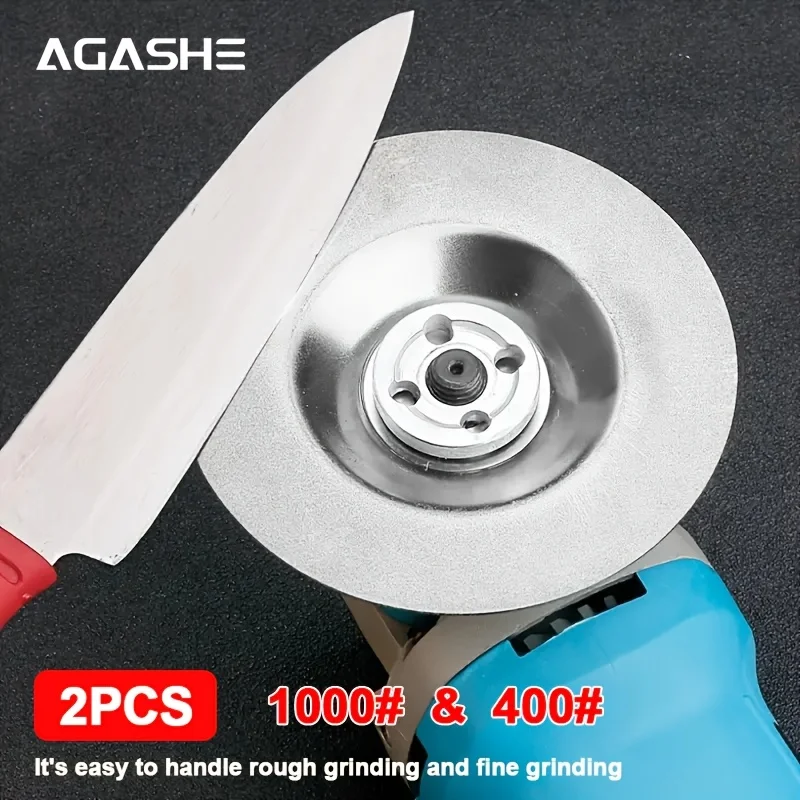 

2 шт. алмазных шлифовальных дисков для стекла и плитки, 4 дюйма, с вариантами зернистости 400 (грубая) и 1000 (мелкая).