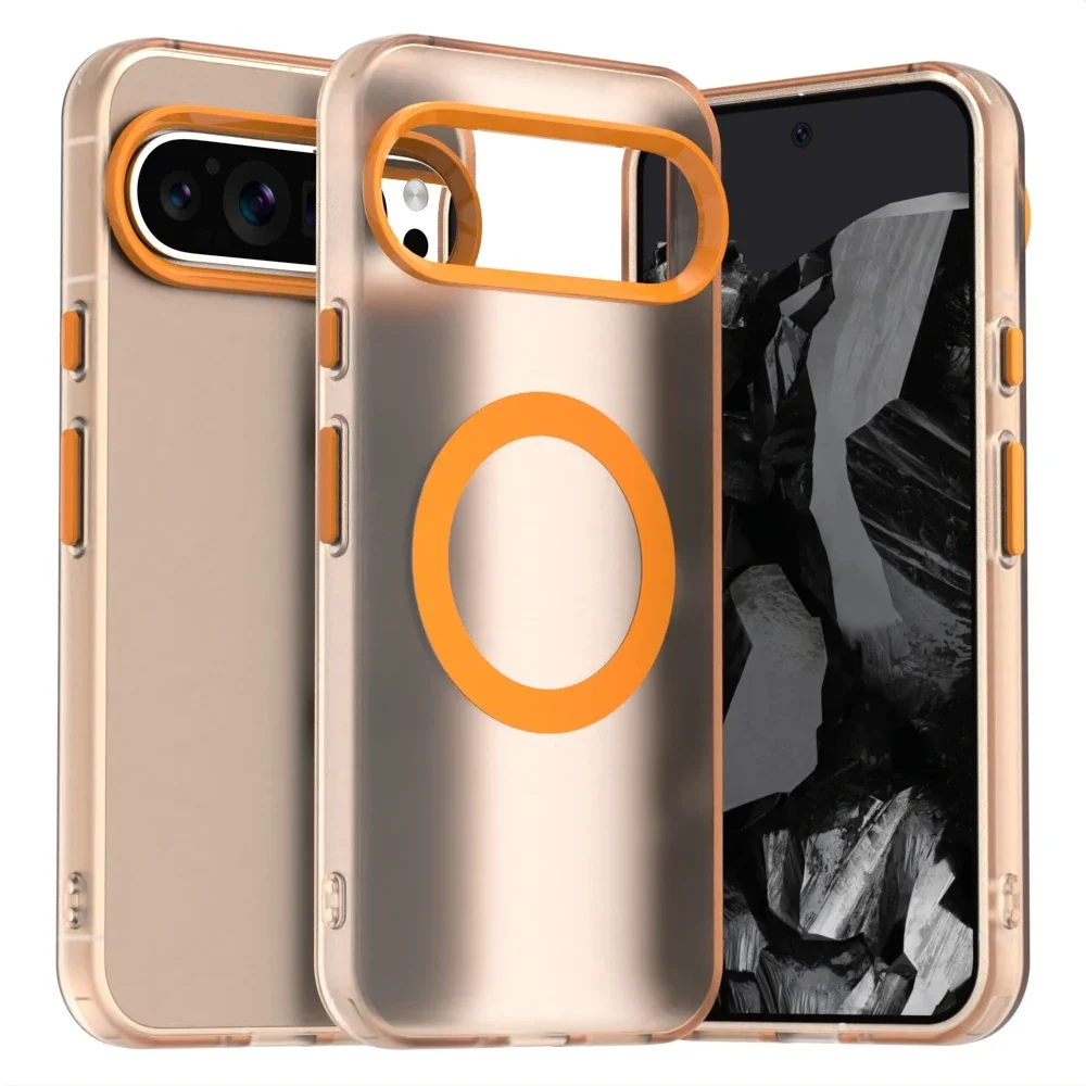 For Magsafe Magnetic Back Case for Google Pixel 9 Pro XL Pixel9pro 8 Pro 8A Candy Color Translucent PC + TPU Shockproof Bumper