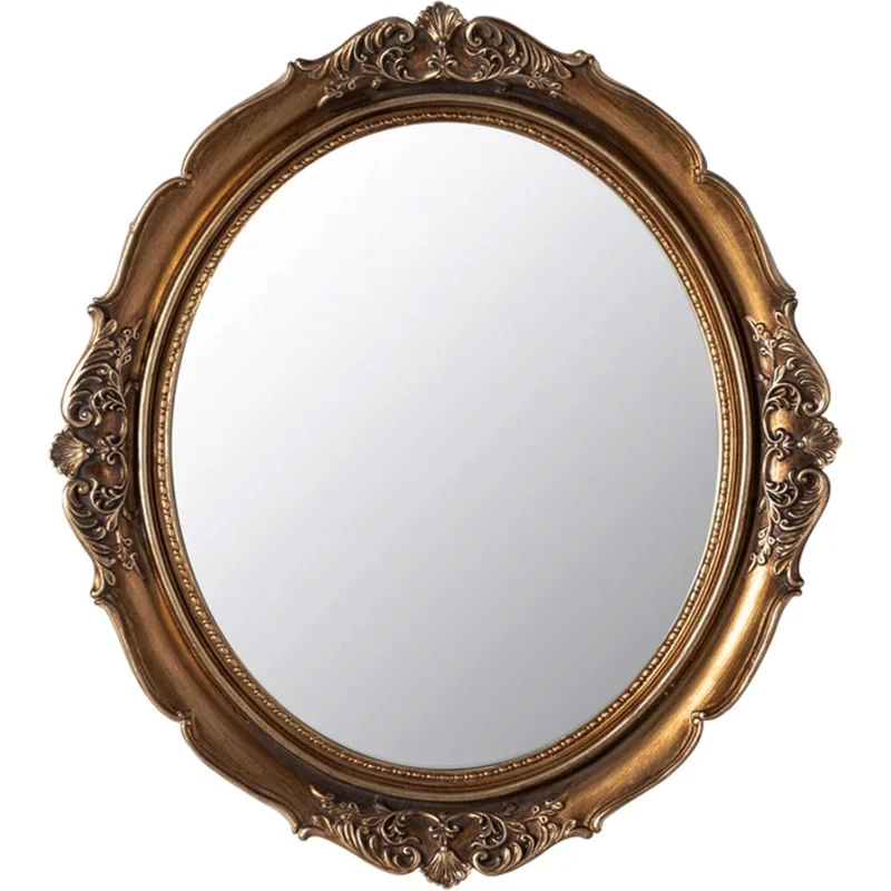 

Funerom 12.8 x 14.3 inch Vintage Decorative Wall Mirror, Hanging Mirrors Bedroom Living-Room Dresser Decor, Oval (Antique Go