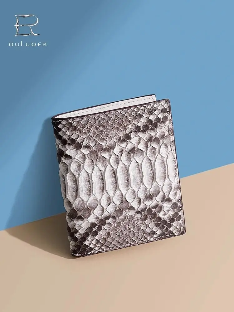

2025 New Fashion Business Men's Wallets Python Skin Genuine Leather Short Wallet Men Male Cash Purses Clutch Boy Casual Wallets