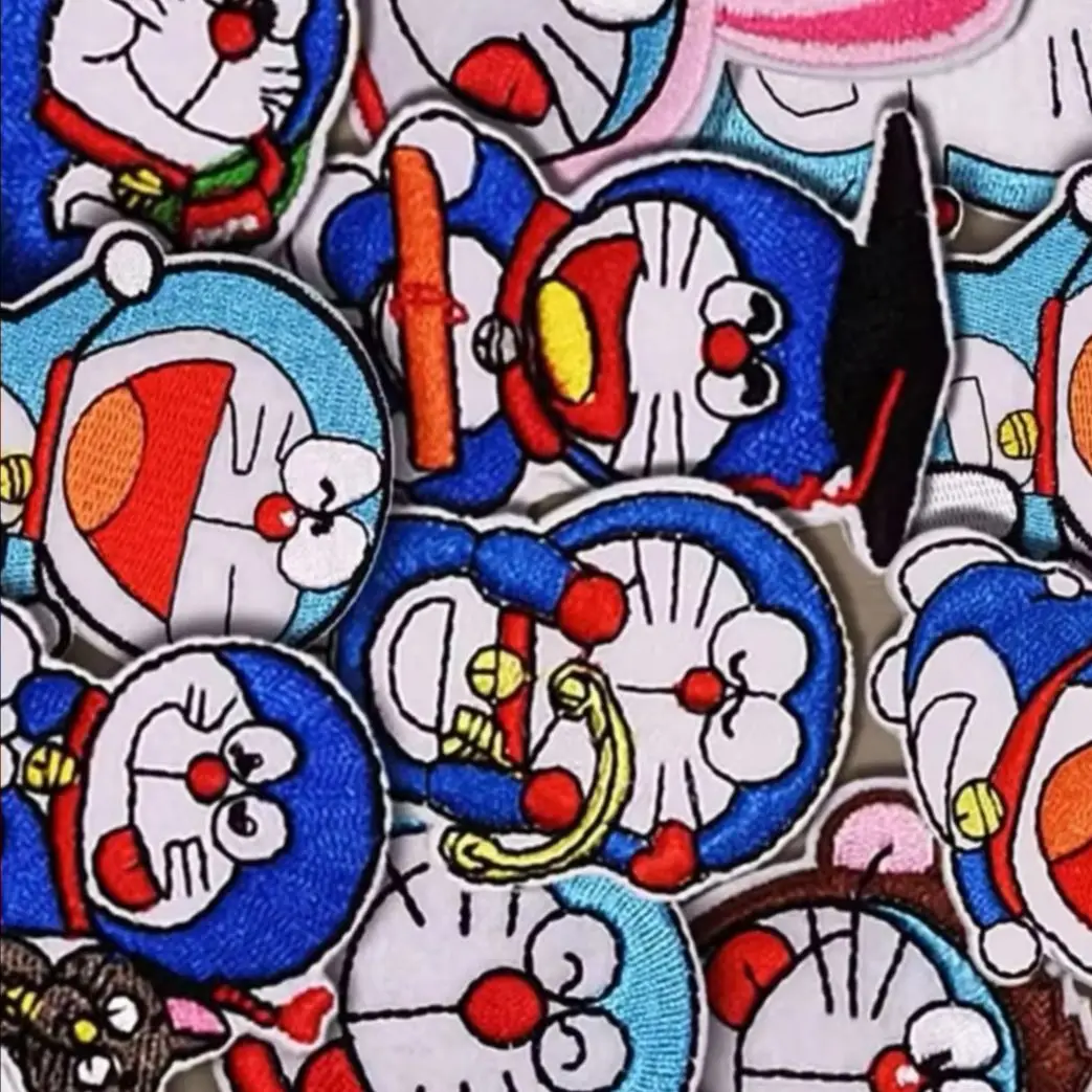 13/24Pcs Anime Doraemon Iron on Patches For DIY Sewing T-shirt Child Clothes Badges Decoration Jeans Sticker Hats Coat Applique