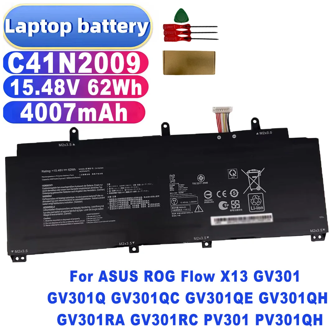 C41N2009 15.48V 62Wh 4007mAh Battery for ASUS ROG Flow X13 GV301 GV301Q GV301QC GV301QE GV301QH GV301RA GV301RC PV301 PV301QH