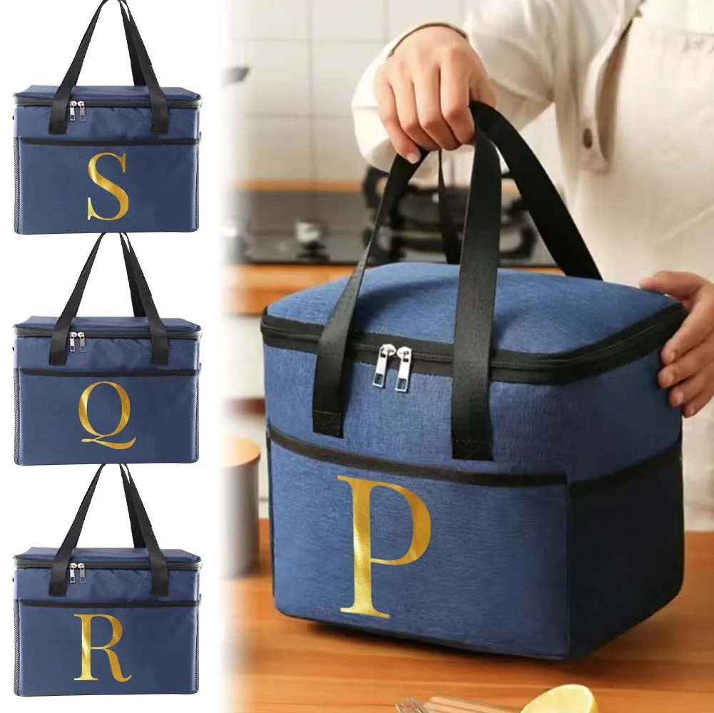 

Lunch Bags Food Tote Thermal Insulated Bag Simplicity Storage Handbag for Unisex Letter Printing Picnic Organizer Boxes