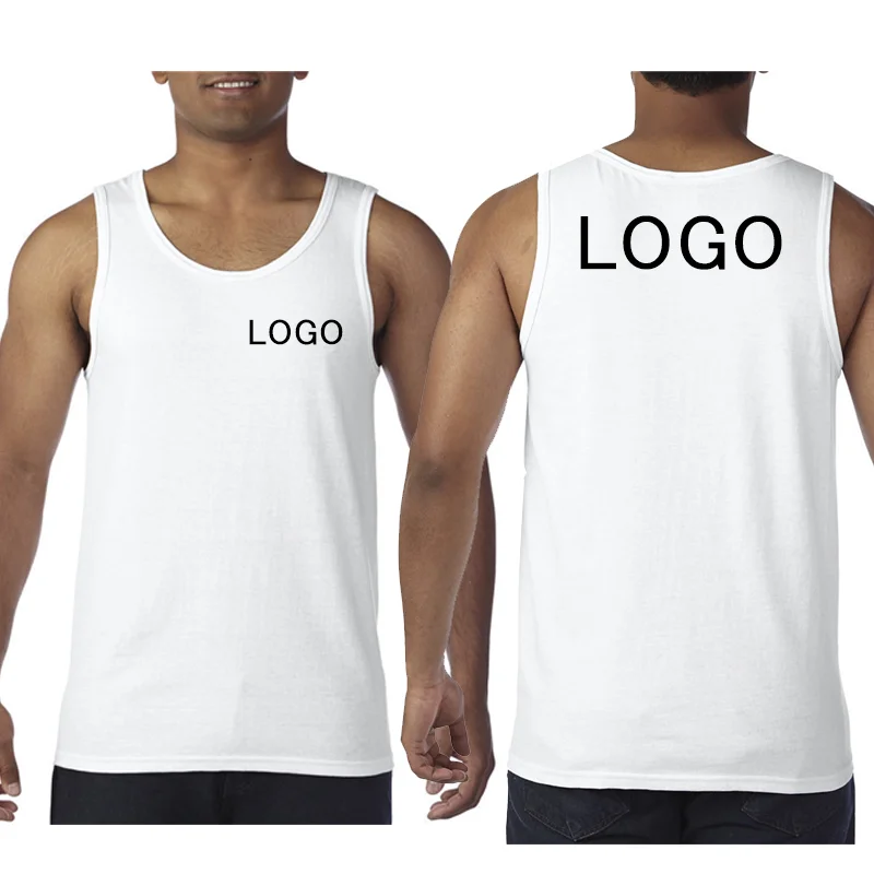 2025 Custom Print Logo Cotton Sleeveless Shirts Tank Top Men Fitness Shirt Mens Singlet Bodybuilding Muscle Vest image 3
