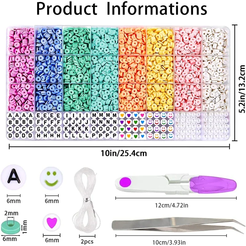 

Clay Beads Bracelet Making Kit Flat Preppy Beads Acrylic letter beads Kit for Friendship Jewelry Making Teen Girls Crafts DIY