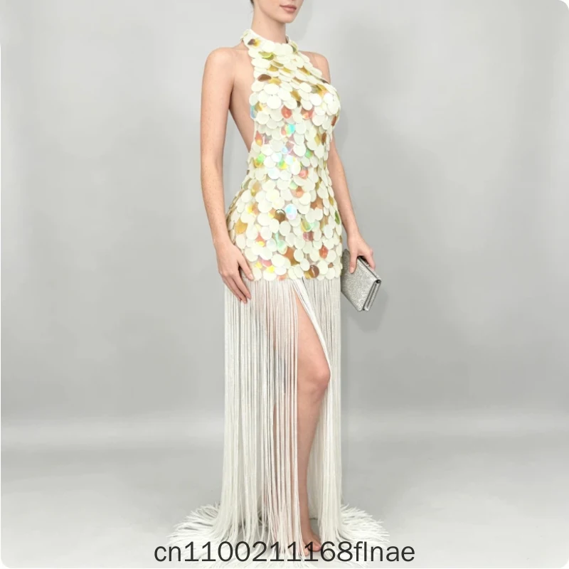 Summer Modern Dance Dress Mesh Dress Tassel Women's Style European and American Dress with a High-end Texture