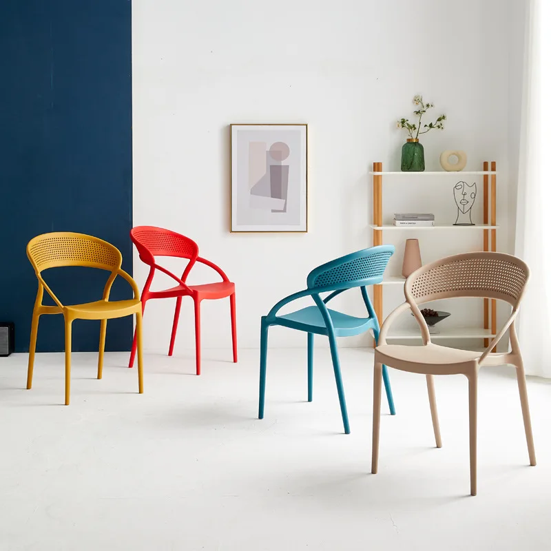 Nordic simple backrest chair household plastic dining chair outdoor leisure chair thickened stackable creative fashion stool