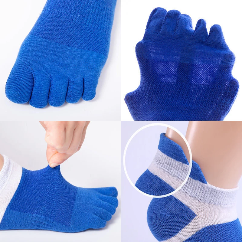 6 Pairs Toes Socks Ankle Cotton Mens Striped Sport Mesh Breathable Shaping Anti Friction No Show Short Sock With Five Fingers