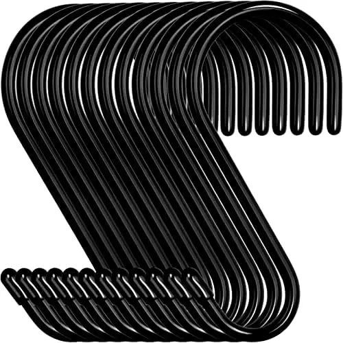 

Набор из 12 виниловых S-образных крючков длиной 4,5 дюйма – прочные нескользящие вешалки для шкафа, растений, цветочных горшков, полотенец и многого другого