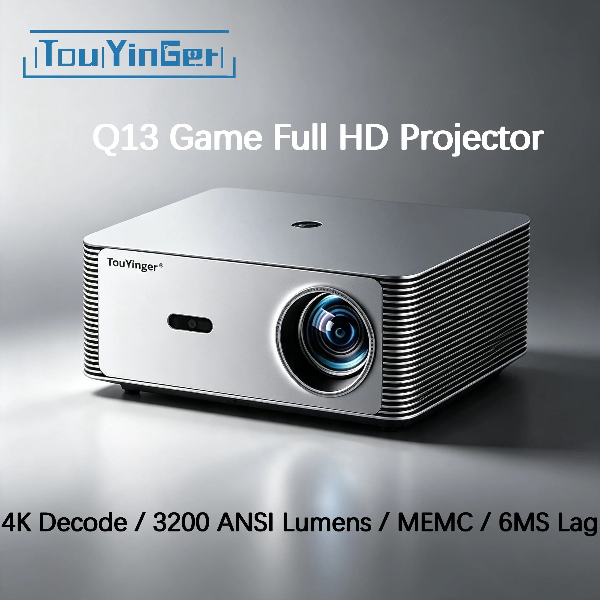 Touyinger Q13 Game Projector Full HD 3200 ANSI 4K Decode 32GB Memory Home Cinema WiFi Android Smart TV MEMC With 6MS Lag for Gam