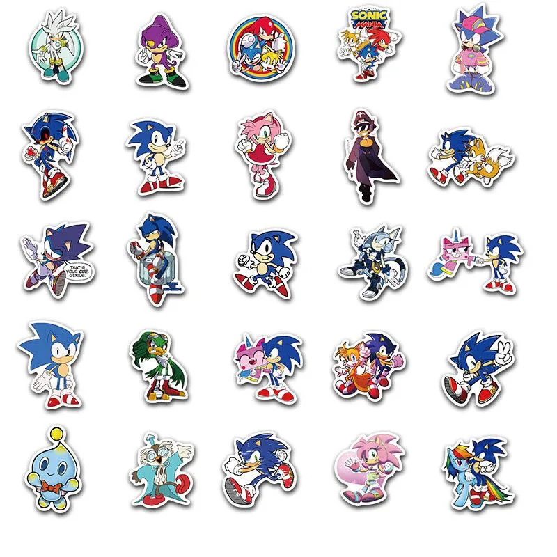 Sonic The Hedgehog Adesivos, Anime Figure Image, Caderno, Telefone, Copo de água, Mala, Decoração, Atacado, 50Pcs