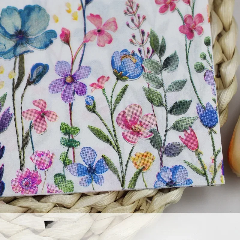 40 個 ハミングバード フラワー バースト 使い捨てナプキン 12.5 センチメートル折りたたみ紙プレースマット ハイティーパーティーテーブルセッティング装飾 DIY 用