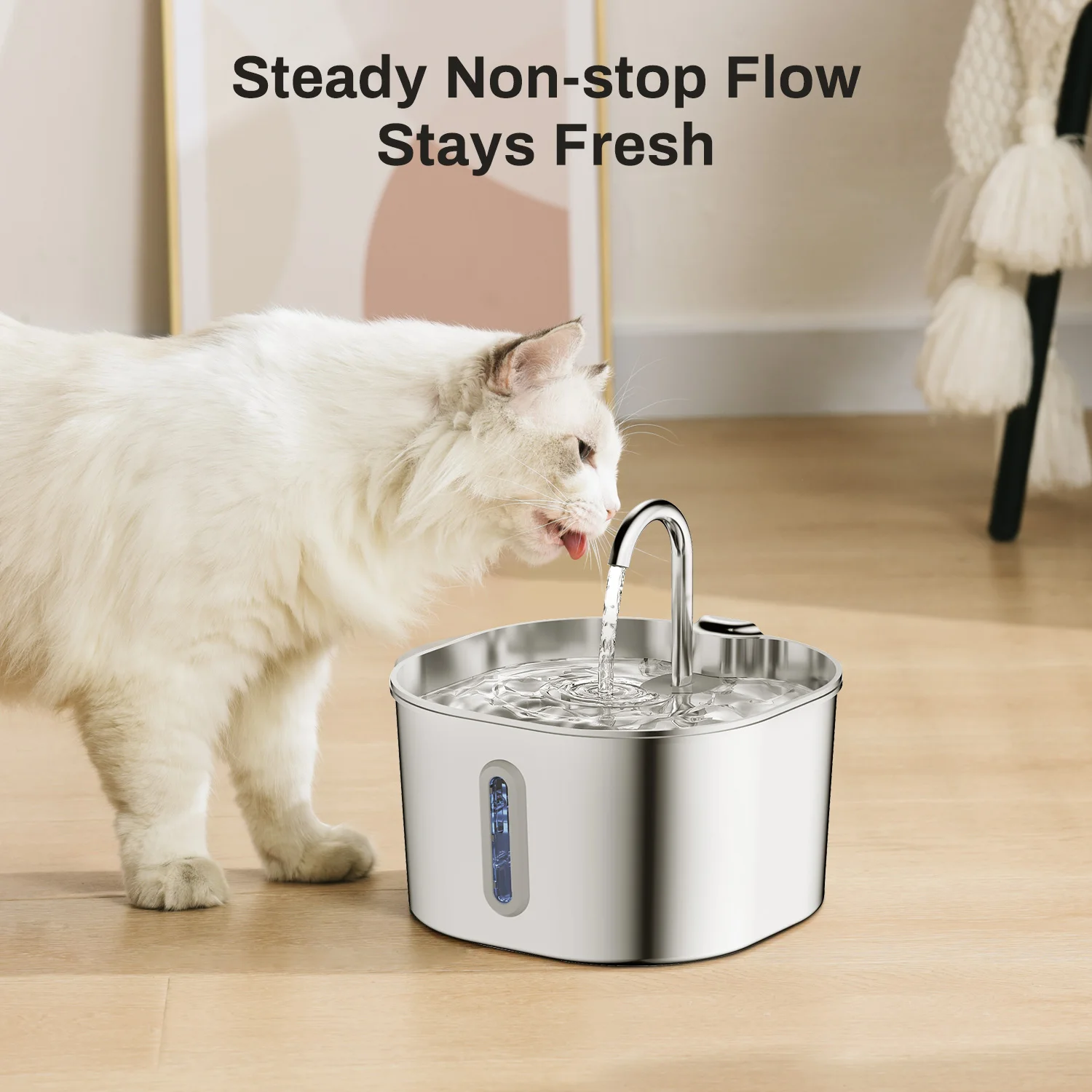 2.2L Stainless Steel Cat Water Fountain Automatic Pet Water Dispenser Accessories Auto Cat Drinking Fountain Dog Drinker Bowl