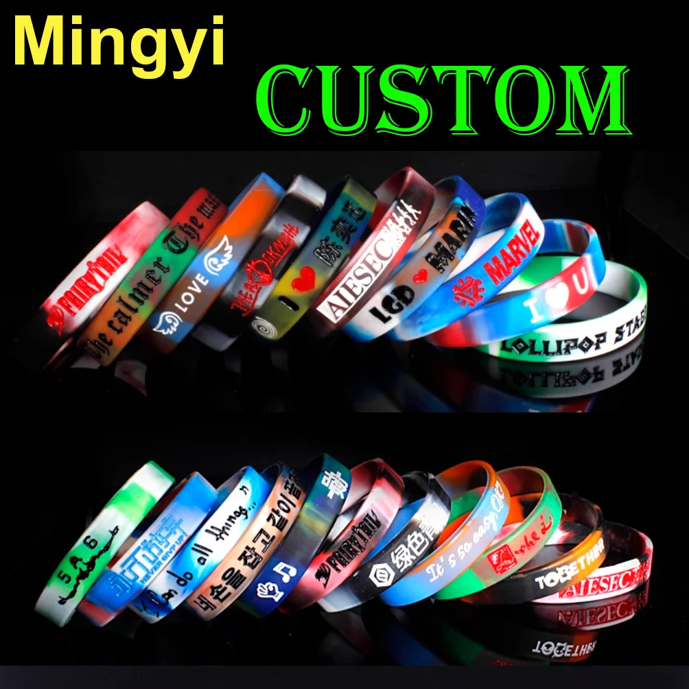 1pcs Custom Swirl Bracelet Customizable Silicone ID SOS Wristband Personalized Customized Bangles Mixed Color Wrist Bands