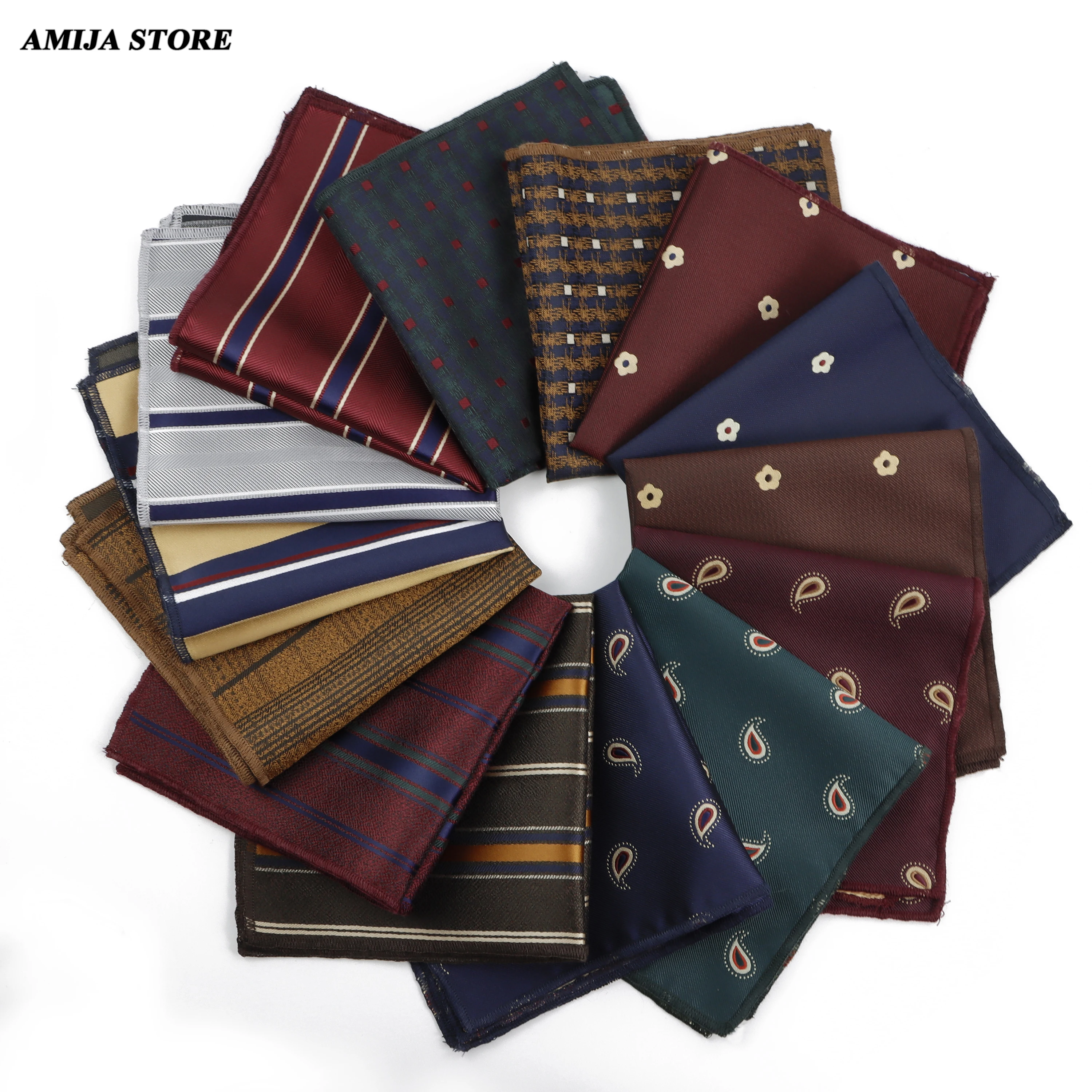 

26 Colors Variety of Fashionable 24cm Men's Pocket Square Floral Print Pocket Square Formal Suit Shirt Tuxedo Accessories