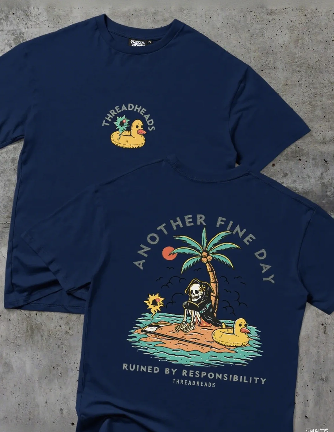 Double - Sided Duck & Reaper Cotton T Shirt Humorous Graphic for Trendy Outfits and Fun - Loving Enthusiasts Halloween T-shirt