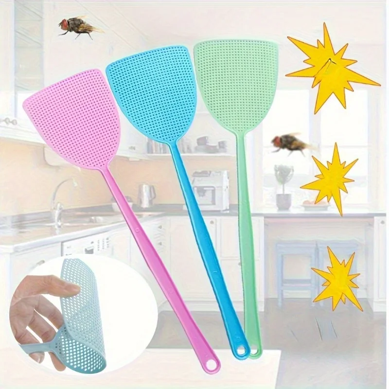 10pcs Random Color Fly Swatter, Durable Plastic Fly Swatter,  College Dorm Essentials, Household Gadgets
