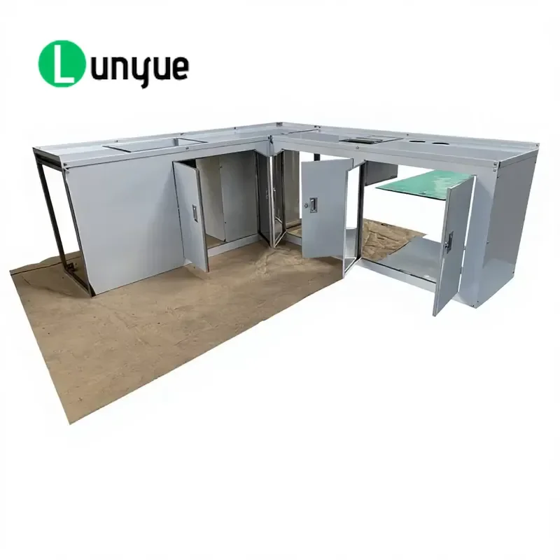 Modern Stainless Steel Fire Resistant Cabinet With Freezer For Mobile Food Truck Workshop Durable Storage Solution