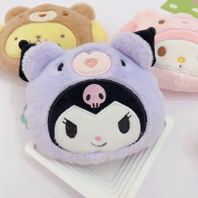 MINISO Sanrio Anime Figure Kawaii Plush Coin Purse Kuromi Melody Keychain Bag Coin Wallet Storage Bag Cartoon Plush Coin Purse