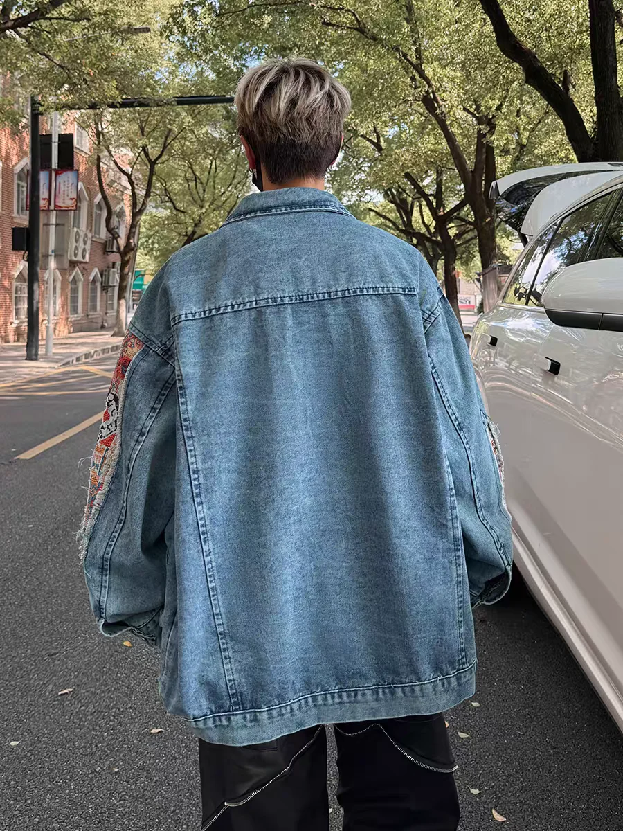Spring Autumn Blue Denim Coat Retro Embroidery Denim Jacket 2025 New Women Jacket Fashion Loose Coat