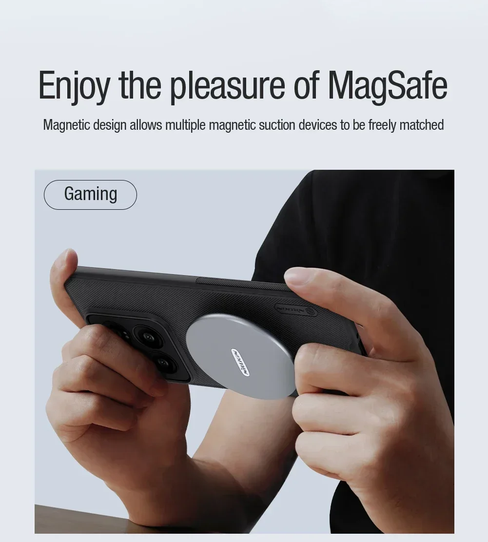 NILLKIN-Super Frosted Shield Pro Case for Xiaomi 14, Magnetic Wireless Charging, MagSafe Back Cover, Non-Slip, Anti-Fingerprint image 3