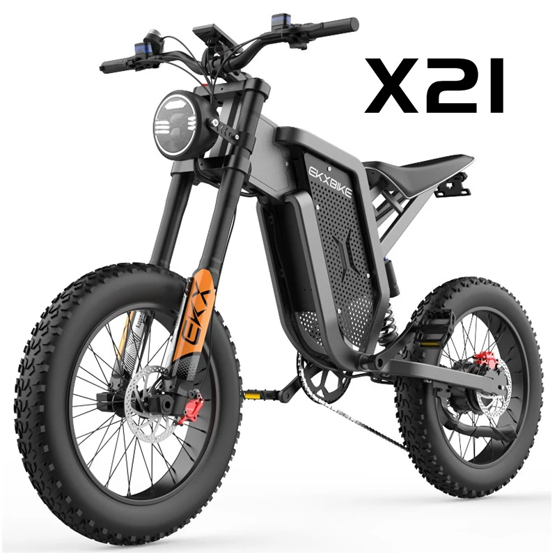 EKXBike X21 Volwassen E-bike: 2000W, 48V35AH Batterij, 55km/u, 20"*4.0 Off-road Banden, Perfect voor Sneeuw & Bergterrein