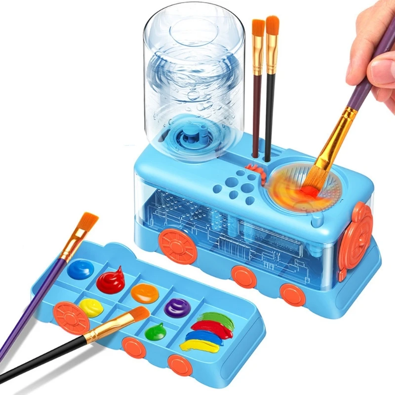  Painting Tool Automatic Brush Cleaner Water Circulation Function Train Shaped