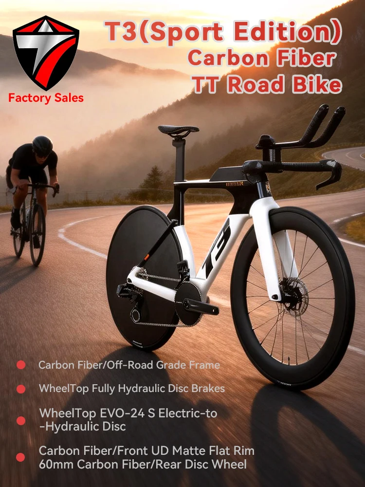 AliExpress TWITTER T3 Carbon Road Bike Full Carbon Disc Wheel TT Triathlon Racing Bike 24Speed Electronic Shifting Hydraulic Disc Brake