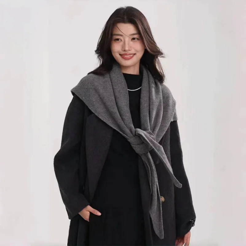 100% Wool Korean Triangle  New Fashion Neck Warm Winter Scarf Woman Joker Variety Wearing Method Sweet Comfortable British Scarf